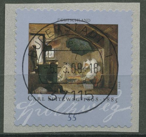 Bund 2008 Spitzweg Rollenmarke sk 2648 mit Nr. und TOP-Stempel