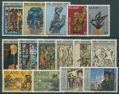 Island 1974 Jahrgang komplett 485/99 postfrisch (G96105)