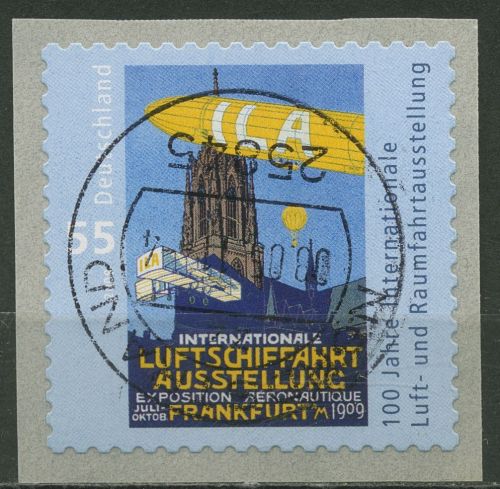Bund 2009 Luftschiffahrt Rollenmarke (100er-Rolle) sk 2755 mit Nr. gestempelt