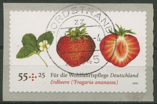 Bund 2010 Gartenerdbeere Rollenmarke sk 2777 mit Nr. und TOP-Stempel