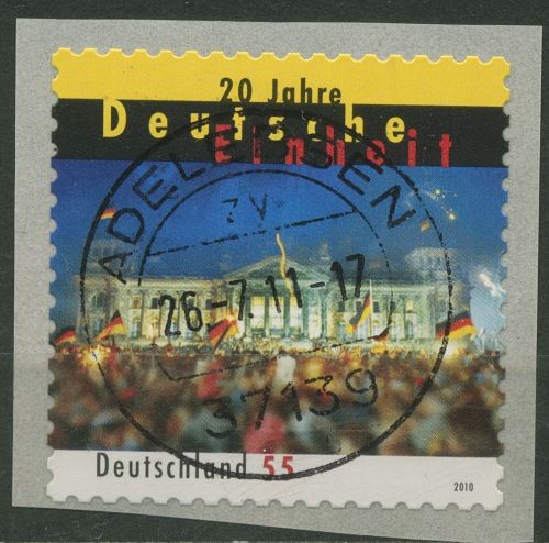 Bund 2010 Deutsche Einheit Rollenende sk 2822 R mit Nr. und TOP-Stempel