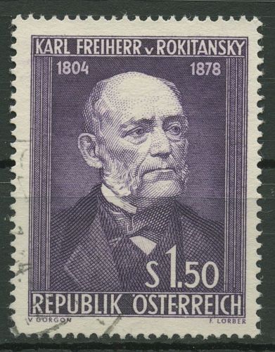 Österreich 1954 Pathologe Karl Freiherr von Rokitansky 997 gestempelt