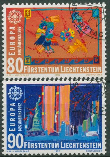 Liechtenstein 1992 Europa CEPT Entdeckung Amerikas 1033/34 gestempelt