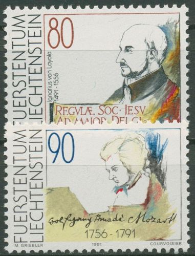Liechtenstein 1991 Geburtstage I.v.Loyola W.A.Mozart 1013/14 postfrisch