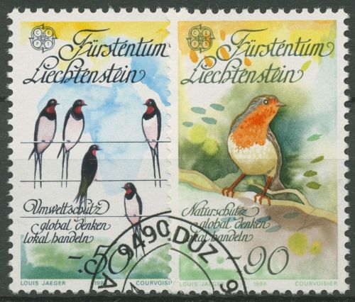 Liechtenstein 1986 Europa CEPT Naturschutz Vögel 893/94 gestempelt