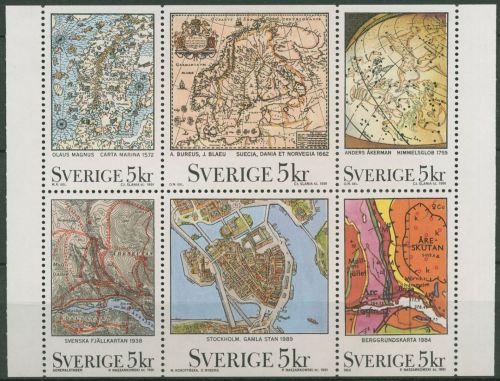 Schweden 1991 Landkarten 1655/60 Heftchenblatt 185 postfrisch (C62081)