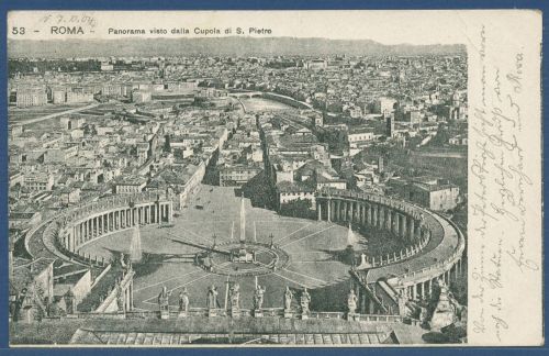 Rom Panorama von der Kuppeö des Petersdoms, gelaufen 1904 Marke fehlt (AK5924)