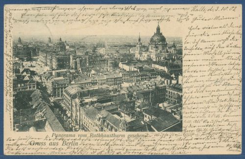 Gruss aus Berlin Panorama vom Rathausturm gesehen, gelaufen 1902 (AK5912)