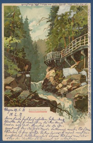Zackelklamm bei Szklarska Poręba, Schreiberhau, gelaufen 1901 (AK5909)