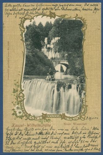 Kassel Wilhelmshöhe Neuer Wasserfall, gelaufen 1904 (AK5920)