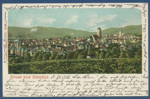 Gruss aus Hersfeld Gesamtansicht, gelaufen 1902 (AK5900)