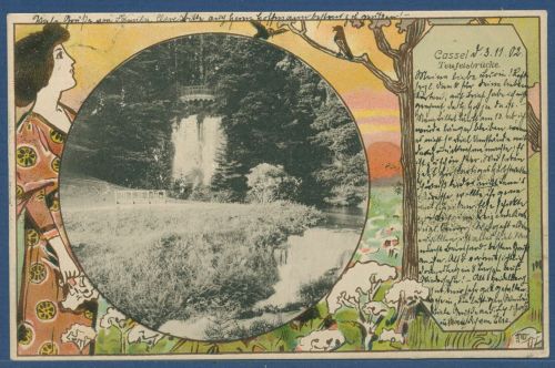 Kassel Wilhelmshöhe Teufelsbrücke, gelaufen 1902 (AK5894)