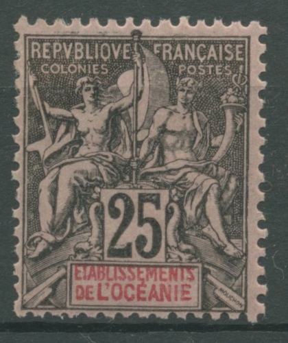 Französisch-Ozeanien 1892 Freimarke Allegorien 8 mit Falz