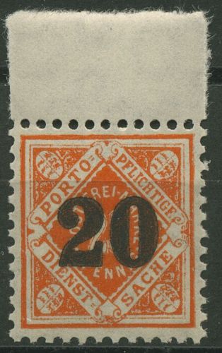 Württemberg Dienstmarken 1923 mit Aufdruck, mit Oberrand 187 OR postfrisch