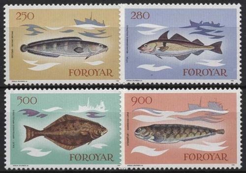 Färöer 1983 Fische Heilbutt Lumb 86/89 postfrisch