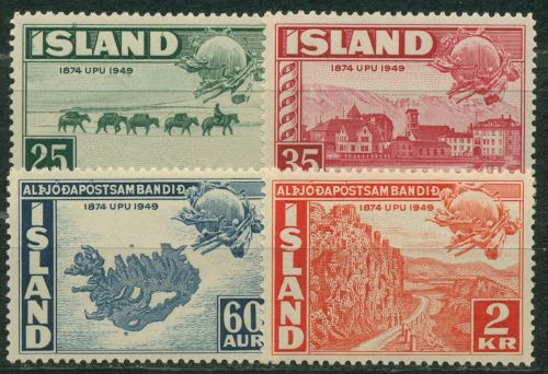 Island 1949 Weltpostverein UPU Pferdepost Reykjavik 259/62 postfrisch
