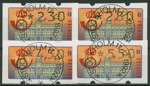 Schweden ATM 1992 Hauptpostamt Versandstellensatz, ATM 2 h S1 gestempelt