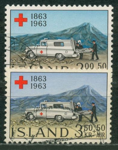 Island 1963 Rotes Kreuz Krankenwagen 375/76 gestempelt