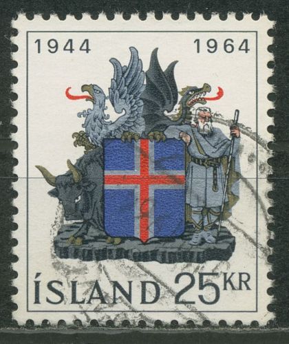 Island 1964 20 Jahre Republik Wappen 380 gestempelt