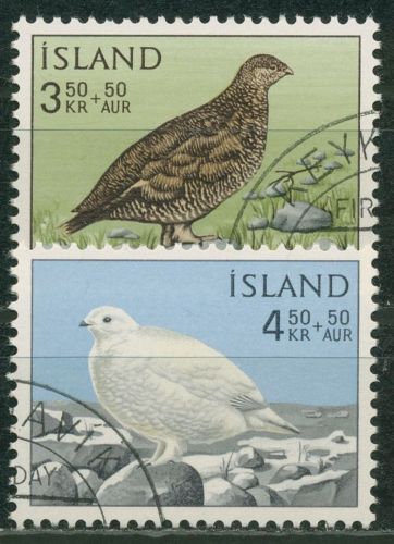Island 1965 Tiere Vögel Alpenschneehuhn 388/89 gestempelt