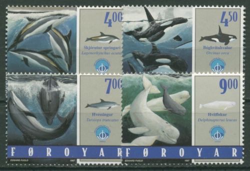 Färöer 1998 Internationales Jahr des Ozeans: Zahnwale 334/37 postfrisch
