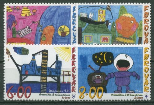 Färöer 2000 Malwettbewerb für Kinder Zukunft auf Briefmarken 375/78 postfrisch