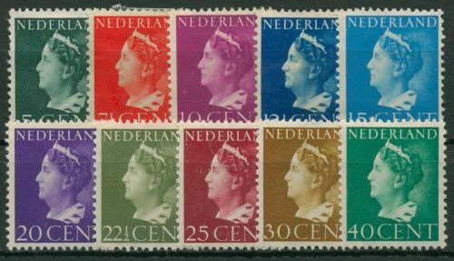 Niederlande 1940 Königin Wilhelmina 341/50 mit Falz