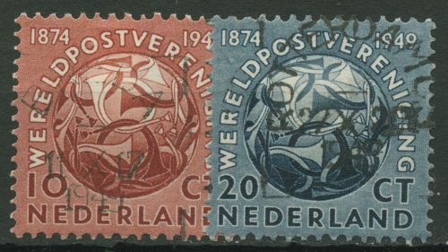 Niederlande 1949 UPU 75 Jahre Weltpostverein Posthörner 544/45 gestempelt