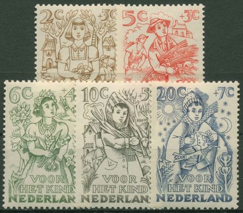 Niederlande 1949 Voor het Kind Jahreszeiten 546/50 mit Falz