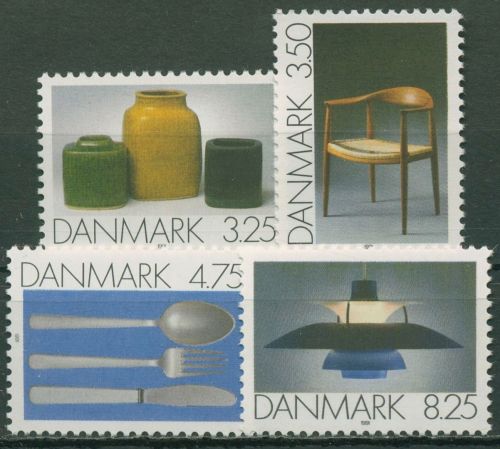Dänemark 1991 Gebrauchskunst Keramik Stuhl Besteck Lampe 1006/09 postfrisch