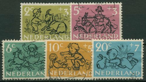 Niederlande 1952 Voor het Kind: Kind und Haustier 601/05 gestempelt