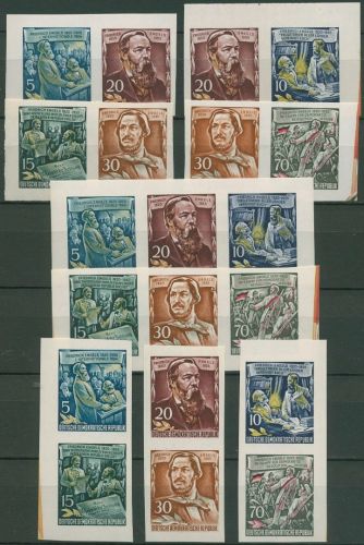 DDR 1955 Engels Zusammendrucke aus Block 485/90 B ZD komplett postfrisch