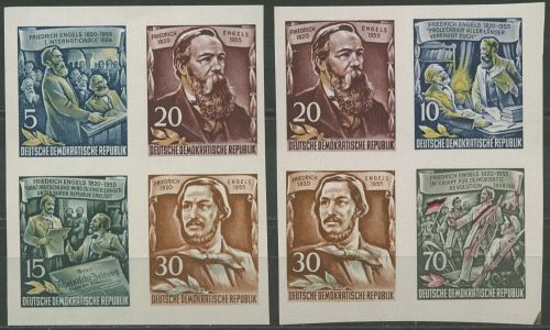 DDR 1955 Engels Zusammendrucke aus Block 485/90 B 2 x 4er-Block-ZD postfrisch
