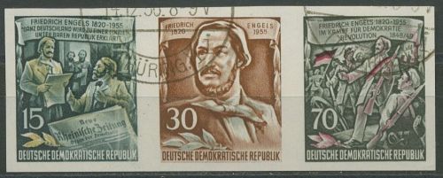 DDR 1955 Engels Zusammendruck aus Block (487/489/490 B) W 6 gestempelt