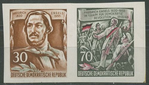 DDR 1955 Engels Zusammendruck aus Block (489/490 B) W 4 postfrisch