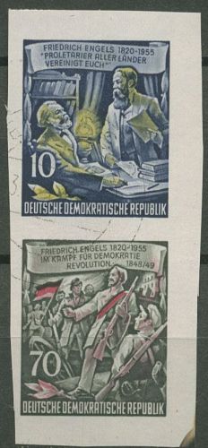 DDR 1955 Engels Zusammendruck aus Block (486/490 B) S 8 gestempelt