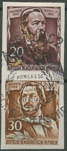 DDR 1955 Engels Zusammendruck aus Block (488/489 B) S 9 mit Sonderstempel