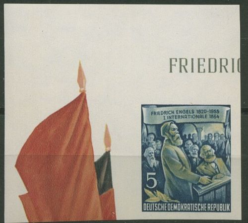 DDR 1955 Friedrich Engels Einzelmarke aus Block 485 B Ecke postfrisch