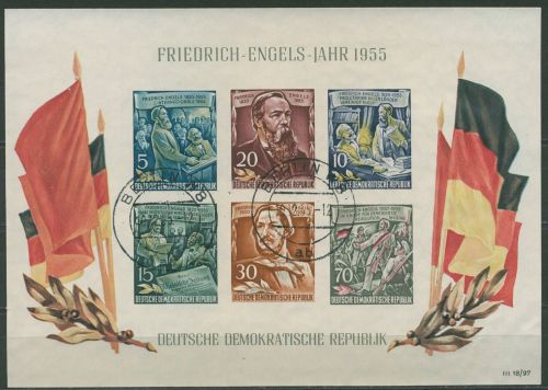 DDR 1955 Friedrich Engels Block 13 mit Stempel BERLIN W8 (C19828)