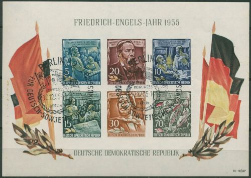 DDR 1955 Friedrich Engels Block 13 mit Sonderstempel (C19830)