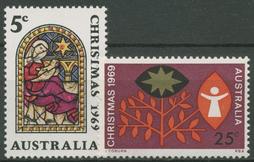 Australien 1969 Weihnachten Buntglasfenster 422/23 postfrisch