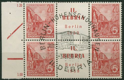 DDR 1959 DEBRIA BERLIN Zusammendruck mit Rand 580 B S Zd 10 (2) mit SST