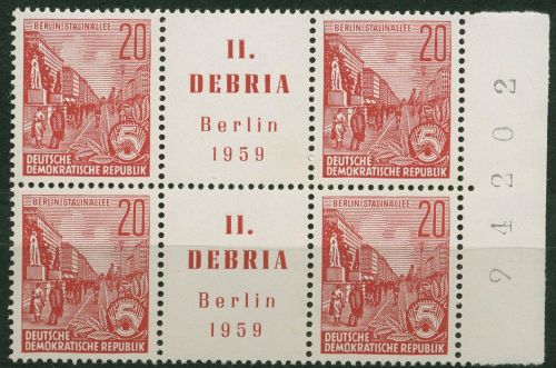 DDR 1959 DEBRIA BERLIN ZD mit Bogen-Nr. mit Rand 580 B S Zd 10 (2) postfrisch