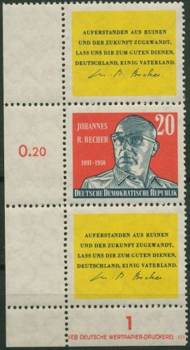 DDR 1959 Becher Zusammendruck 732 S Zd 11 Ecke 3 postfrisch