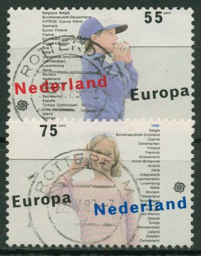 Niederlande 1989 Europa CEPT Kinderspiele Dosentelefon 1364/65 gestempelt