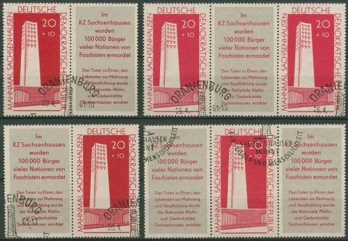 DDR 1960 Sachsenhausen 783 ZD alle Kombinationen mit Sonderstempel (SG12)