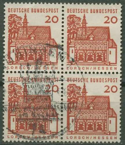 Bund 1964/65 Bauwerke klein, Torhalle Lorsch 456 4er-Block gestempelt
