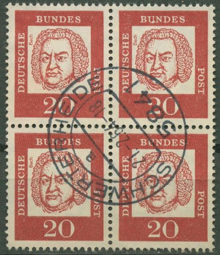Bund 1961 Bedeutende Deutsche 352 y 4er-Block gestempelt