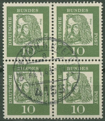 Bund 1961 Bedeutende Deutsche 350 y 4er-Block gestempelt
