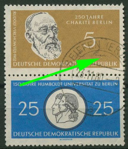 DDR 1960 Humboldt-Universität mit Plattenfehler 795 F 12 in S Zd 12 gestempelt